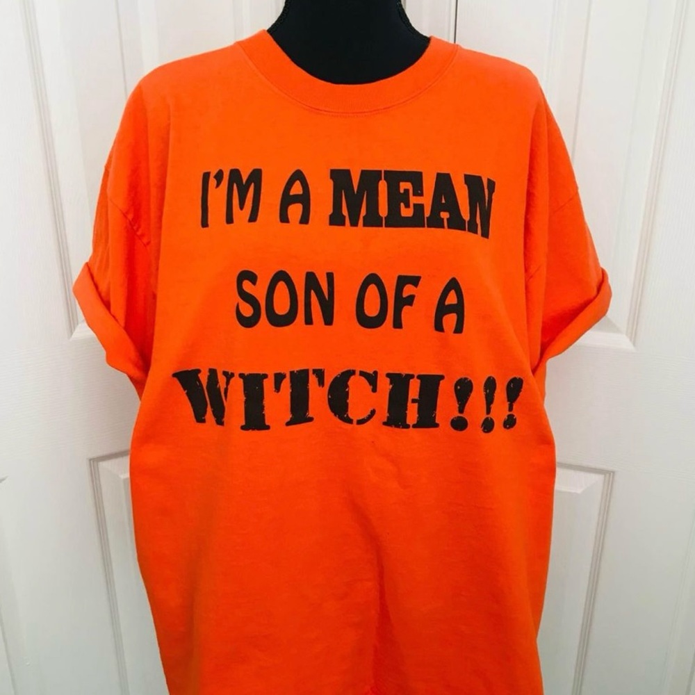 🎃 I’m a Mean Son of a Witch Orange Halloween T-Shirt Unisex Tee Size XL